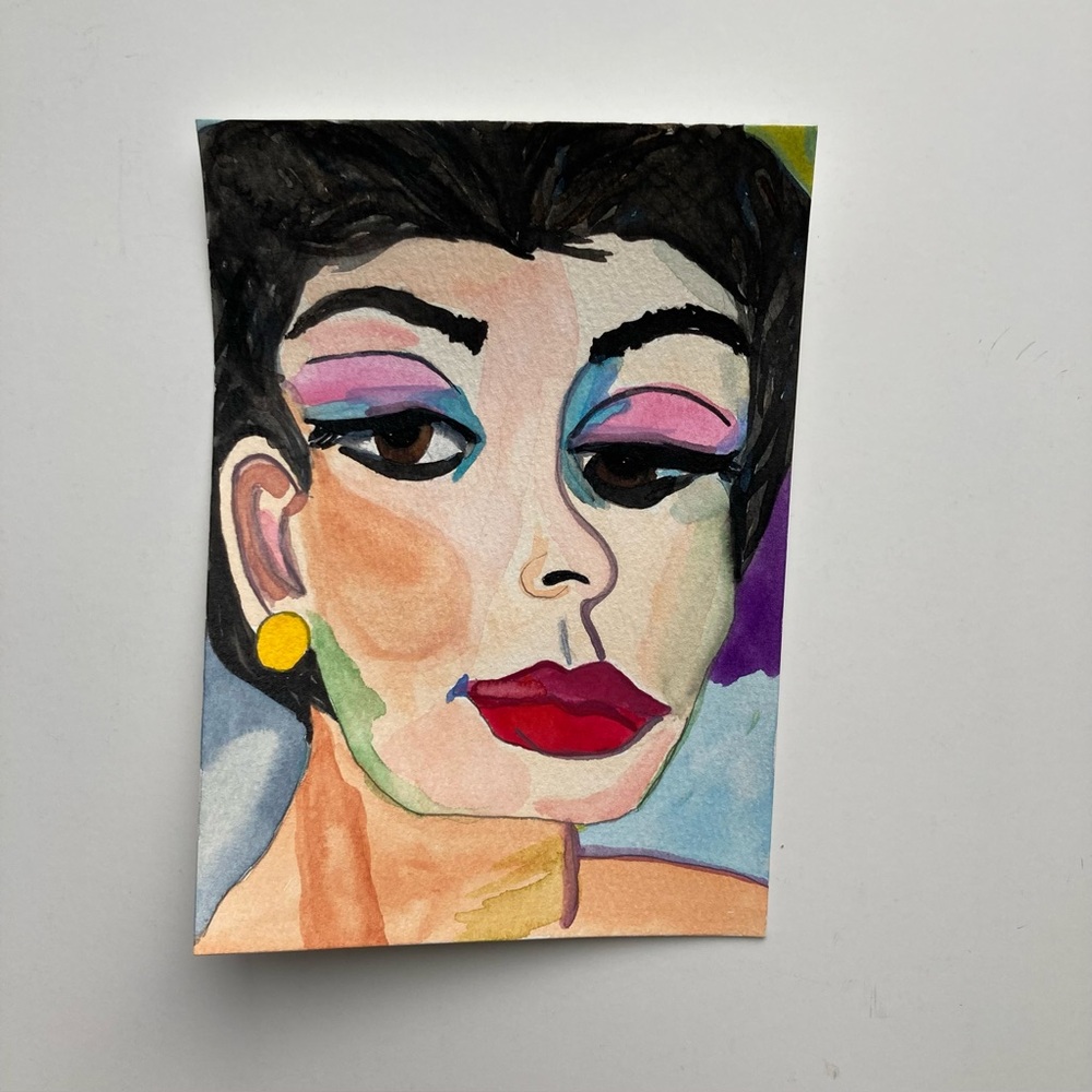 Abstract Woman Watercolor Painting